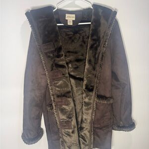 St. John's Bay Chocolate Faux Fur Trim Coat